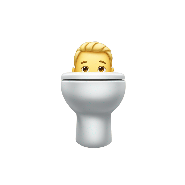 genmoji: man with his head out of a toilet