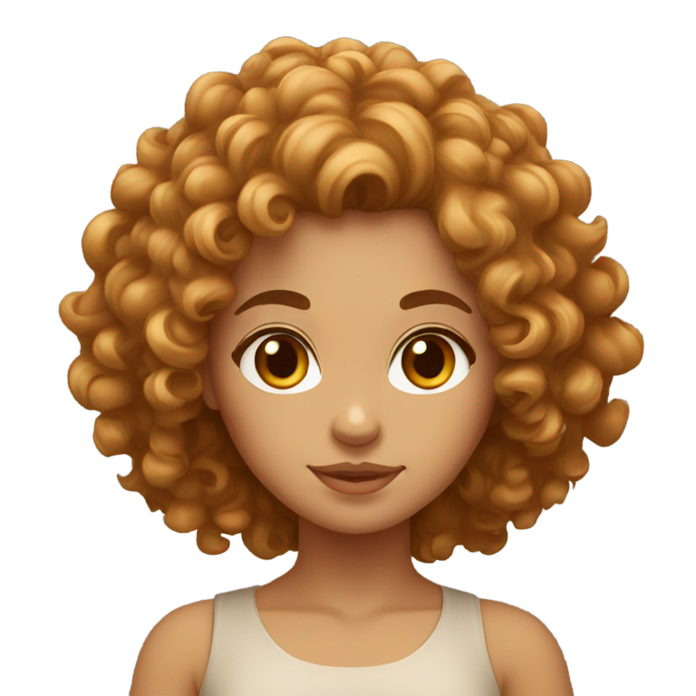 絵文字：ギリシャ人の女の子、大きな明るい茶色がかった赤のカーリーヘア