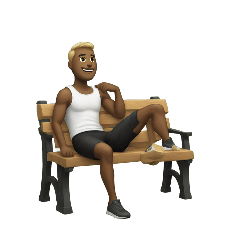 絵文字：white men wearing black shorts sit on bench