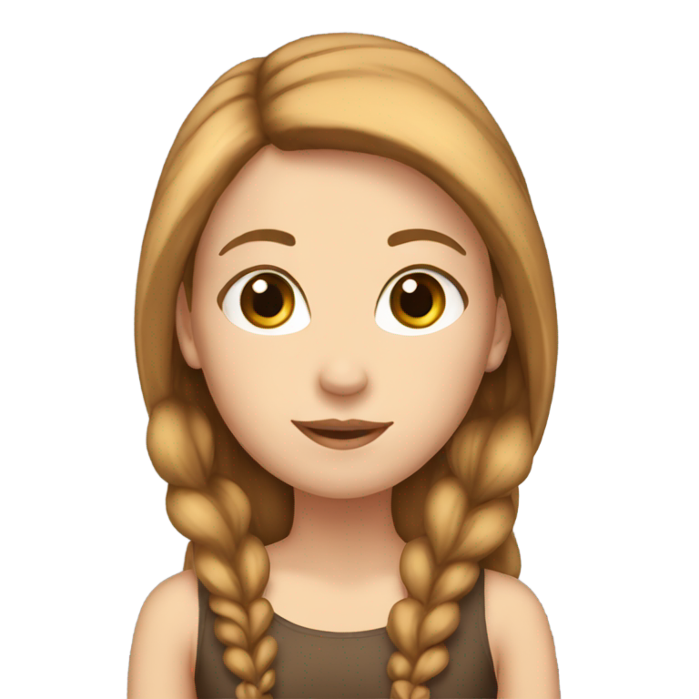genmoji : Une fille blanche avec une longue queue brune