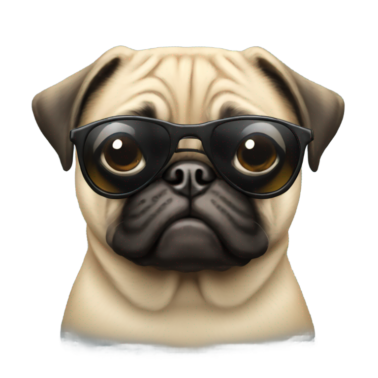 genmoji: a pug with sunglasses