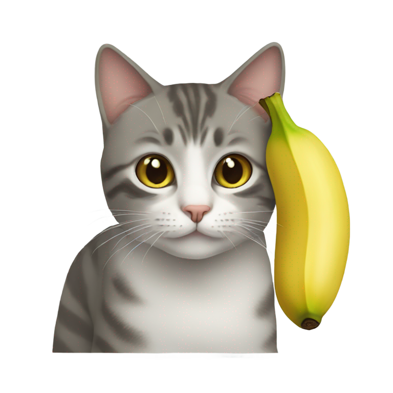 絵文字：バナナを持つ猫