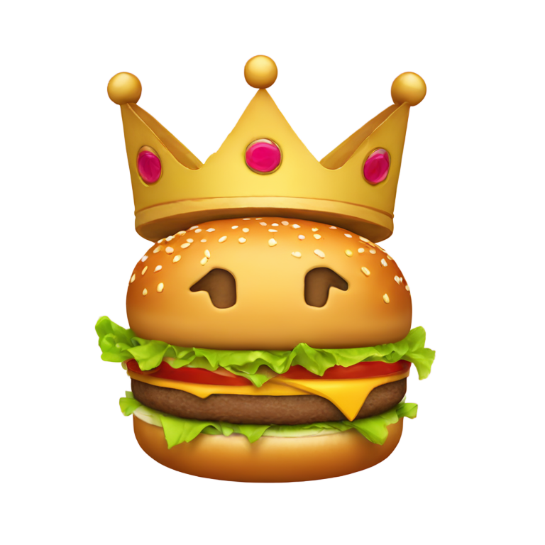 genmoji : Burger DJ avec bouc et couronne