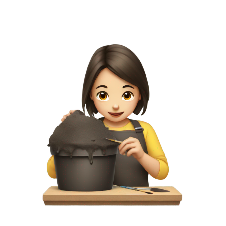 genmoji : Fille peignant un point