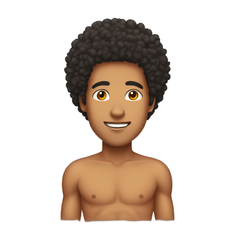 genmoji: A mixed guy with afro shirtless