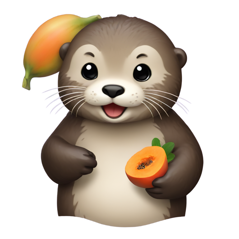 絵文字：カワウソがパパイヤを持っている