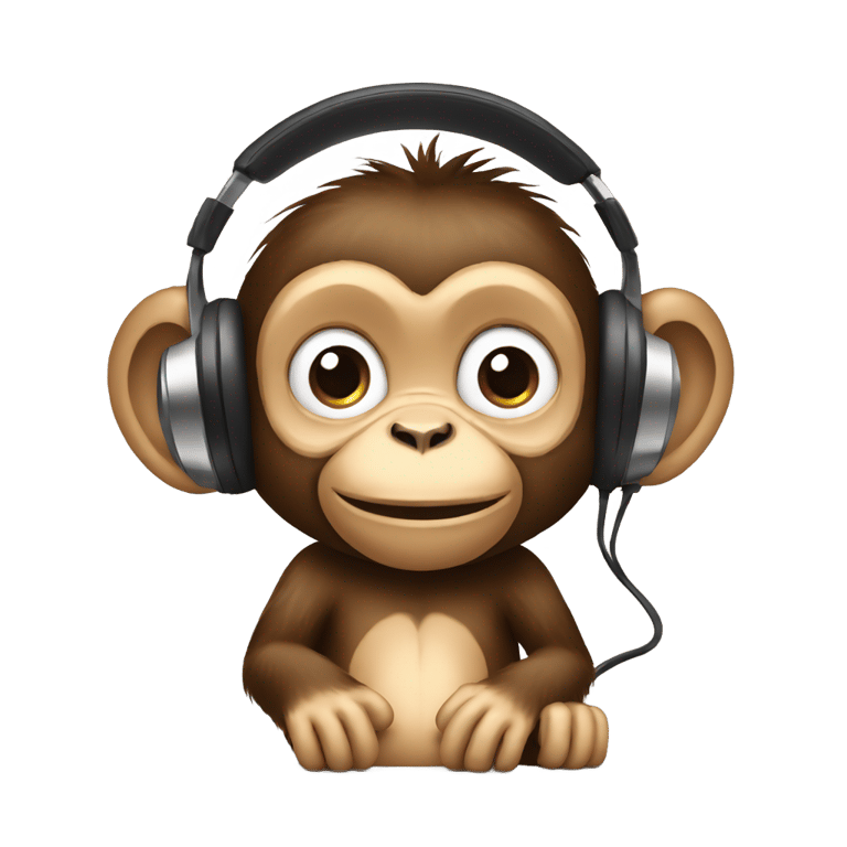 genmoji：一只猴子拿着 iPod戴着耳机