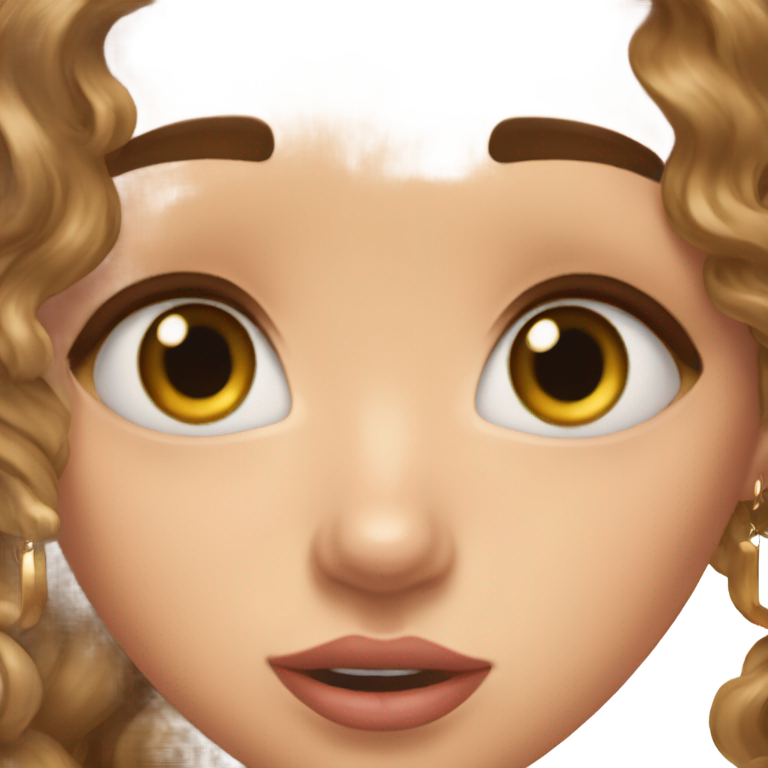genmoji：棕发、浅棕肤色、浅棕色眼睛的女孩震惊地抓着她戴的珍珠项链，下巴掉了下来。