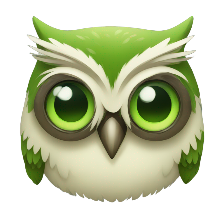 genmoji: A green cute owl