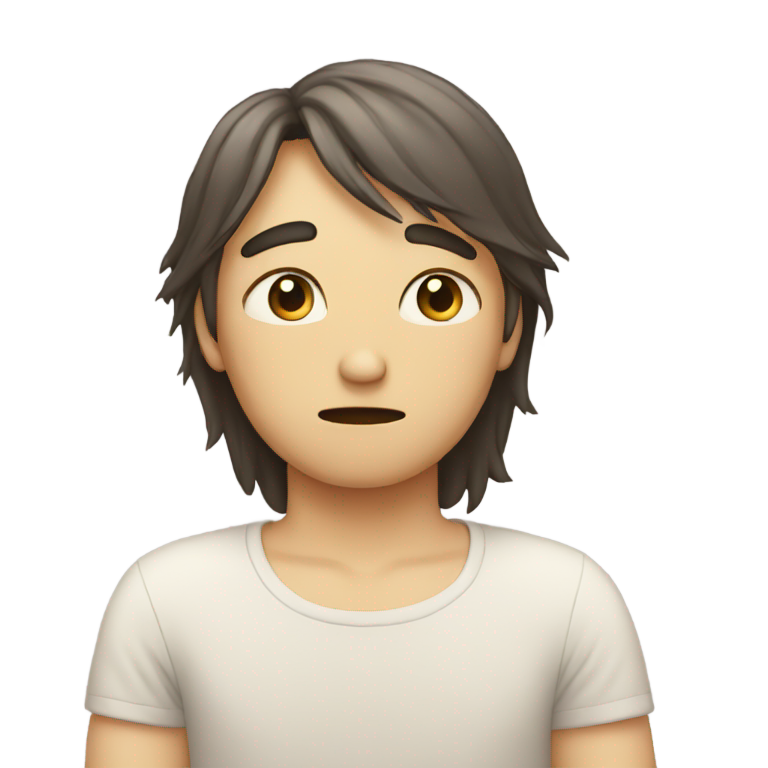 genmoji: a sad face but not too sad just kind of sorry for doing something