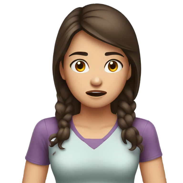 genmoji : Fille brune en colère saisissant le cou