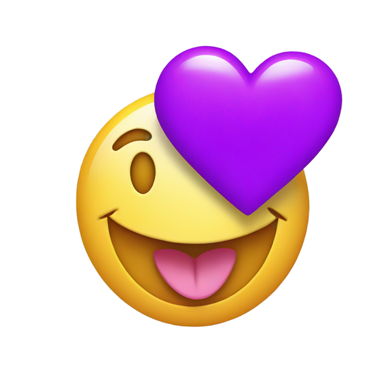 genmoji: Smiling face with tongue next to a Purple Heart