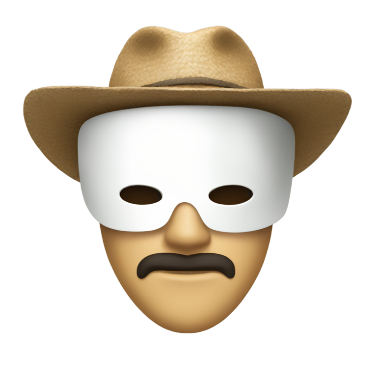 genmoji: A emoji of a guy who wears a white mask with eyeholes and a Txapela, a typical Basque hat, on his head