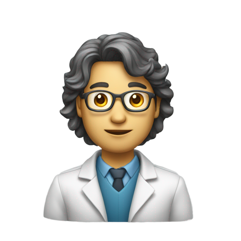 genmoji: wokign AI Researcher with potable raptop