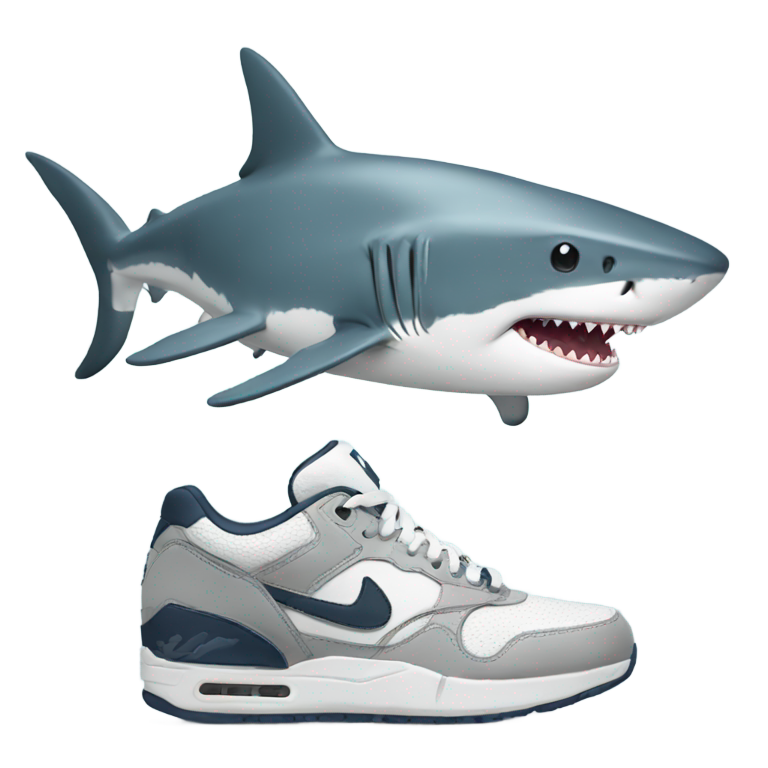 genmoji: A shark with sneakers