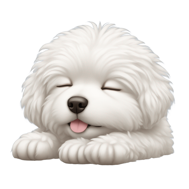 絵文字：Fluffy white sleeping dog