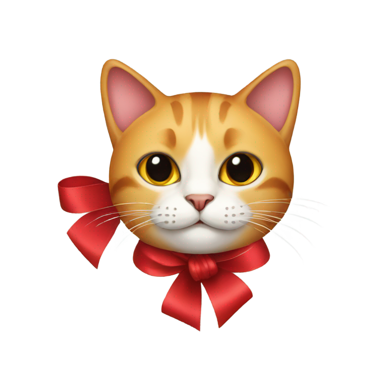 genmoji：戴红帽和丝带的猫