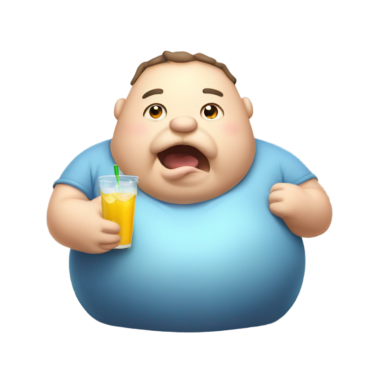 絵文字：液体を飲む肥満の生き物