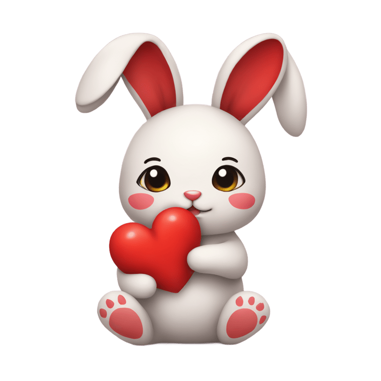 genmoji：可爱的小兔子抱着几个红心