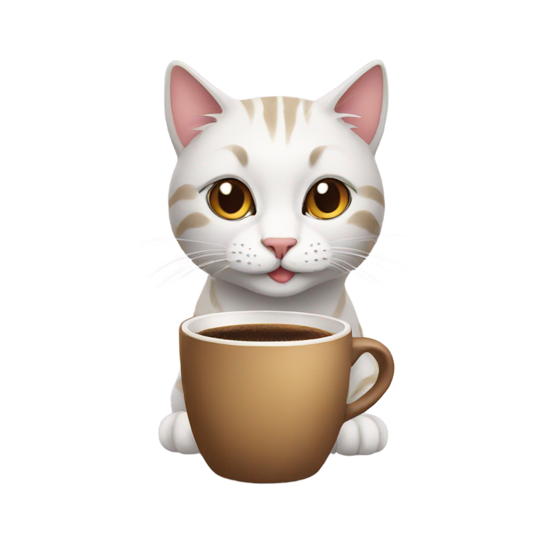 genmoji: cat with coffee