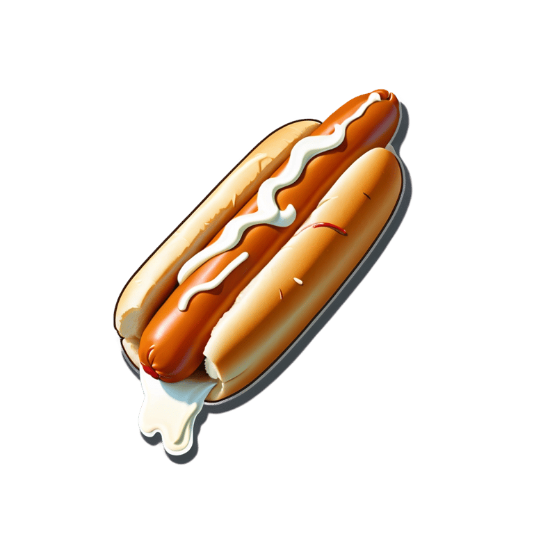 絵文字：ホットドッグからミルクが噴き出す
