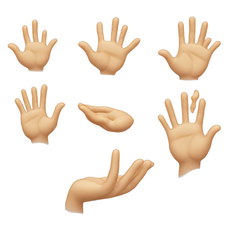 genmoji：一只手的无名指、小指和拇指伸直向上，中指和食指半弯曲向内90度，并做前后小动作，用小运动线条表示。