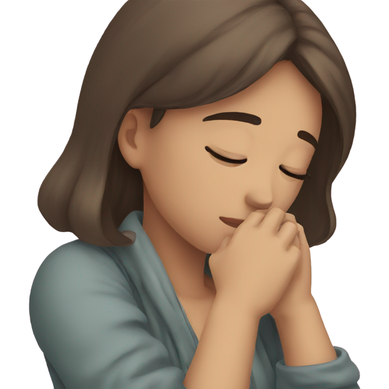絵文字：girl wrapping arms around neck whilst feeling sad