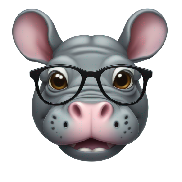 genmoji：戴眼镜的河马和兔牙