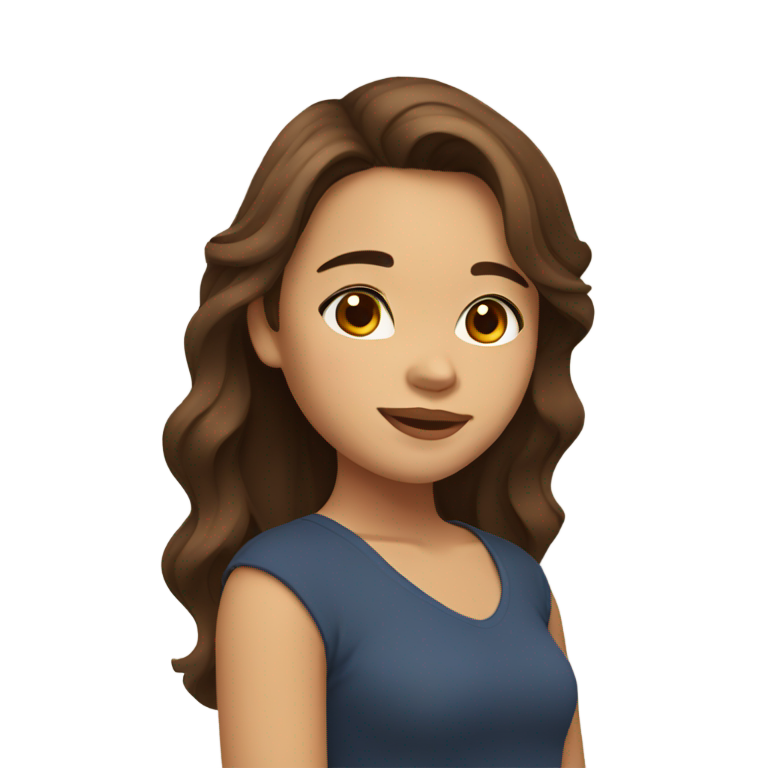 genmoji : Une fille philippine aux cheveux bruns ondulés mi-longs et aux yeux marrons.