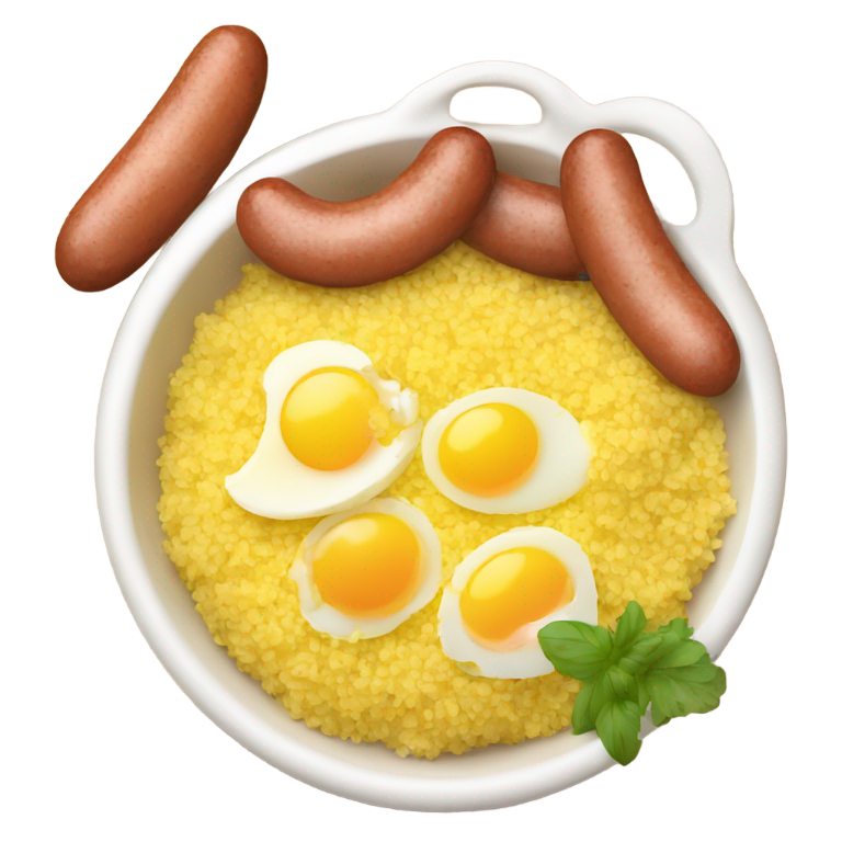 genmoji: brazilian couscous with eggs, butter and sausages