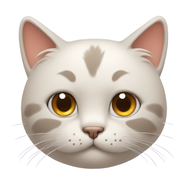 genmoji：cat's fluffy head with a bald spot on the forehead