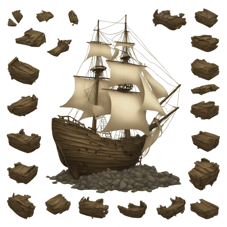 genmoji：sail ship wreck