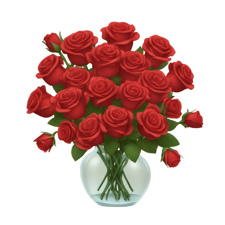絵文字：Bouquet of red roses in a clear vase