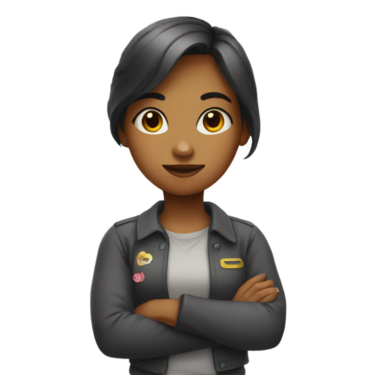genmoji：双臂交叉的女孩