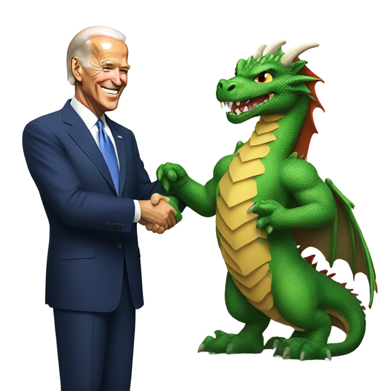 絵文字：ドラゴンとジョー・バイデンの握手