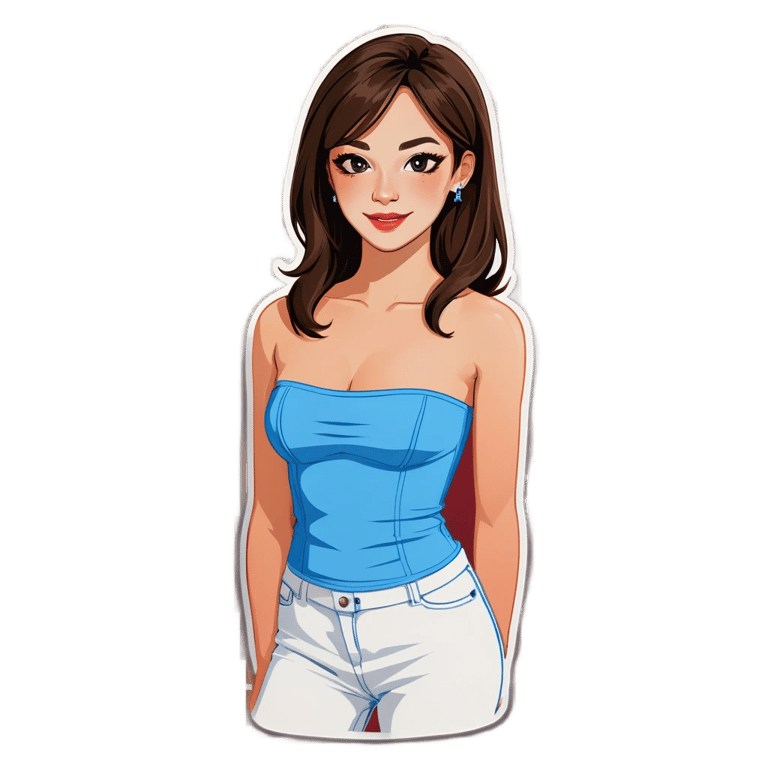genmoji: Crossdresser in blue tube top