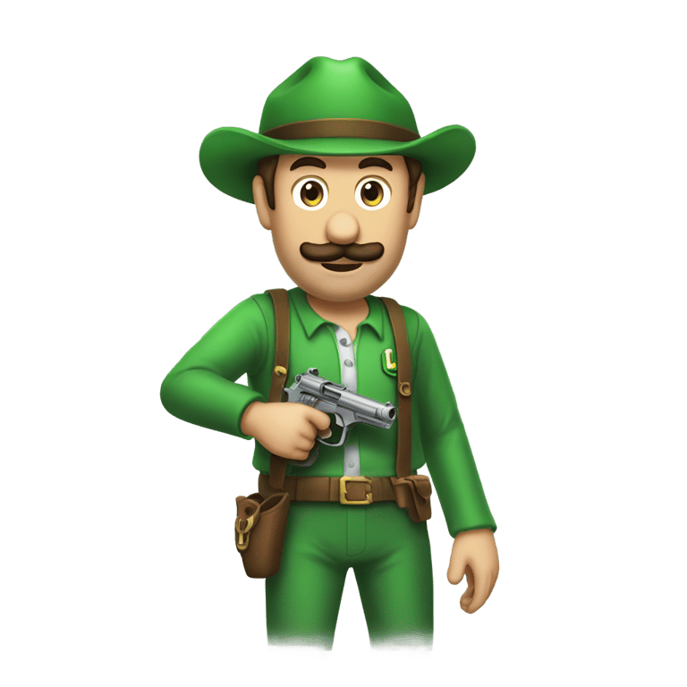 genmoji : luigi mangione holding a pistol