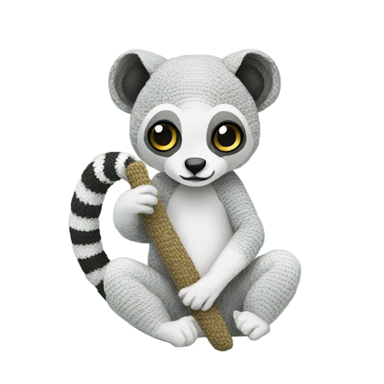 genmoji : Lémurien en train de crocheter