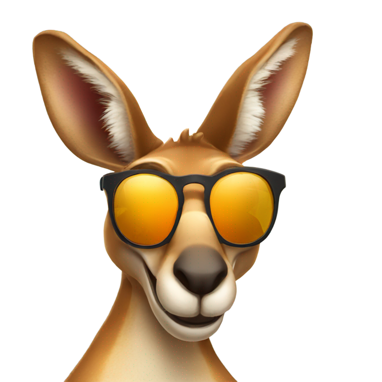 genmoji : smiling kangaroo  sun glasses australia