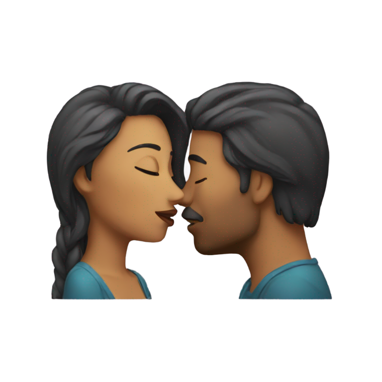 絵文字：男性と女性がキスをしている
