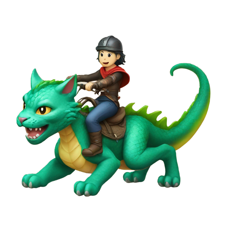 prompt: cat riding a dragon