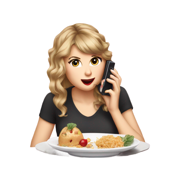 genmoji : Taylor Swift mangeant un téléphone