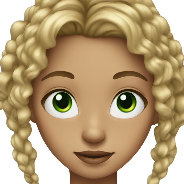 genmoji: girl with green eyes wearing large hoop earrings