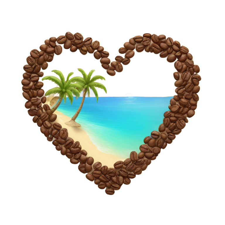 genmoji：海滩上的彩色咖啡心