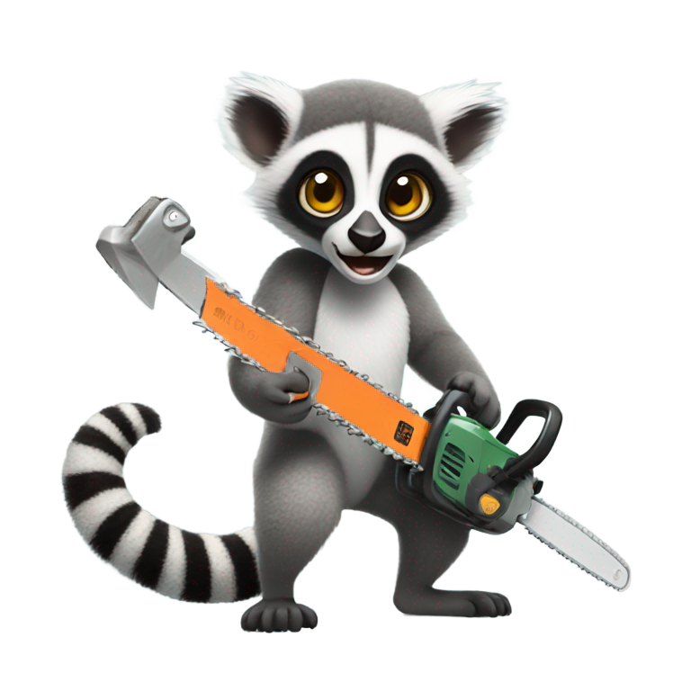 genmoji: A lemur wielding a chain saw