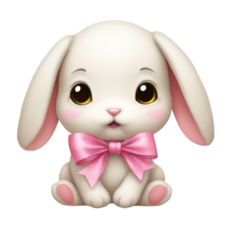 genmoji : Bébé Lapin Triste – Doux, rond, et toujours en train de grignoter avec un nœud en ruban rose