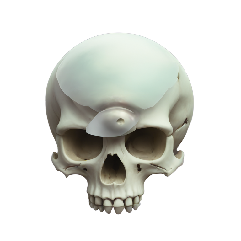 genmoji: A skull faded in Saturn