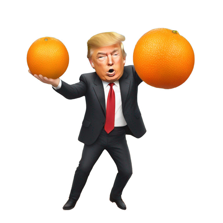 genmoji：埃隆·马斯克向唐纳德·特朗普扔橙子