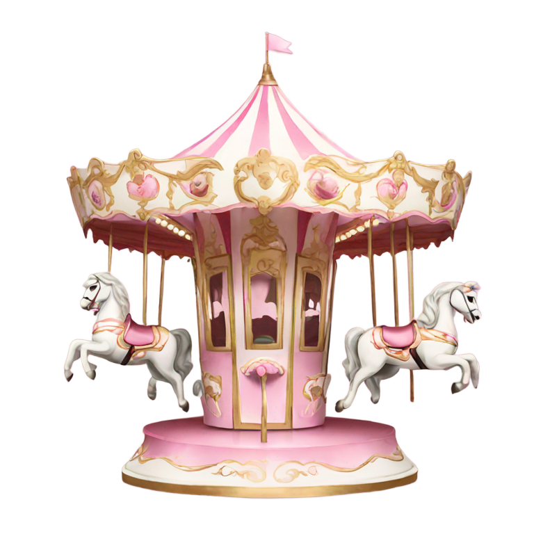 genmoji: a pink and white vintage carousel