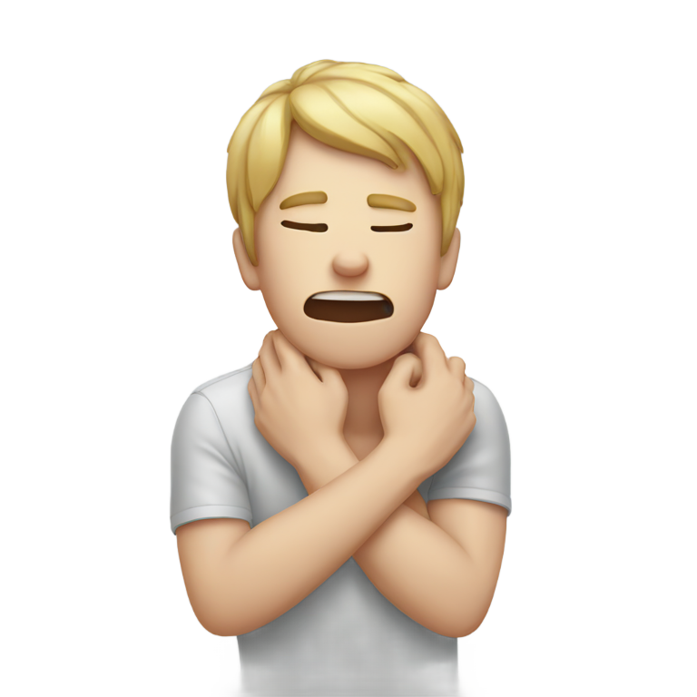 genmoji：白人男子双手掐住自己的脖子